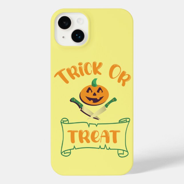 Trick or treat crossbones Halloween pumpkin face iPhone Case (Back)