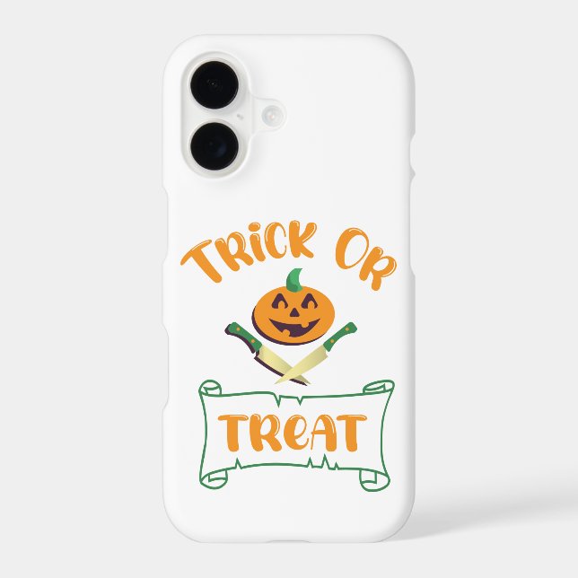 Trick or treat crossbones Halloween pumpkin face iPhone Case (Back)