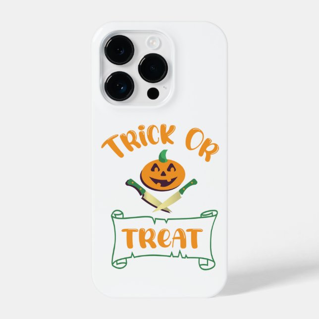 Trick or treat crossbones Halloween pumpkin face iPhone Case (Back)