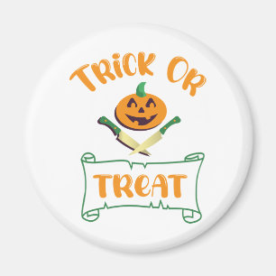 Trick or treat crossbones Halloween pumpkin face Magnet