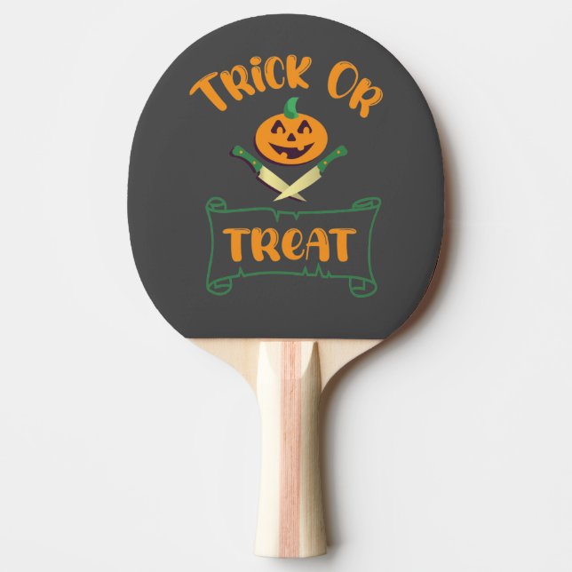 Trick or treat crossbones Halloween pumpkin face Ping Pong Paddle (Front)