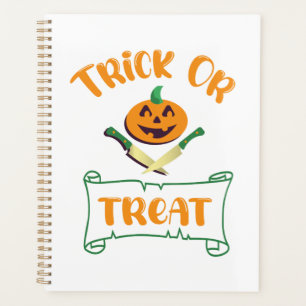 Trick or treat crossbones Halloween pumpkin face Planner