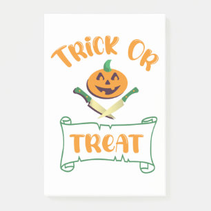 Trick or treat crossbones Halloween pumpkin face Post-it Notes