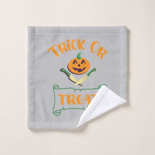 Trick or treat crossbones Halloween pumpkin face Wash Cloth (Wash Cloth)