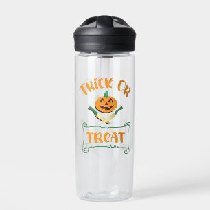 Trick or treat crossbones Halloween pumpkin face Water Bottle