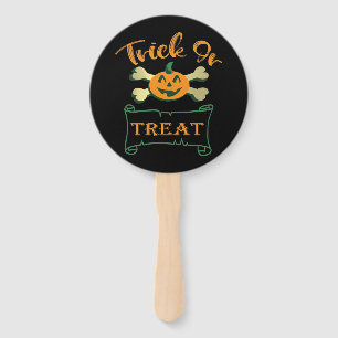 Trick or treat crossbones Halloween pumpkin  Hand Fan