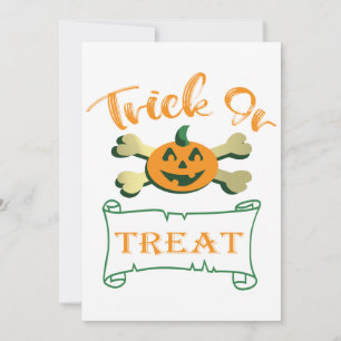 Trick or treat crossbones Halloween pumpkin  Holiday Card