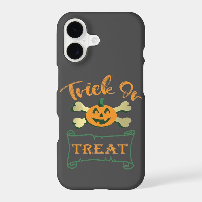 Trick or treat crossbones Halloween pumpkin  iPhone Case (Back)