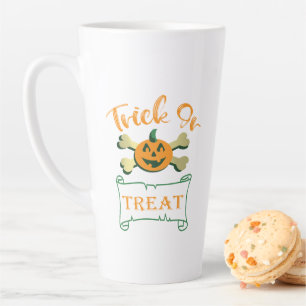 Trick or treat crossbones Halloween pumpkin Latte Mug