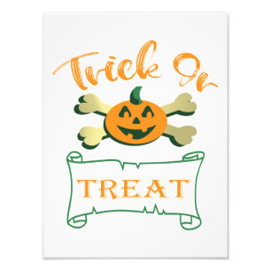 Trick or treat crossbones Halloween pumpkin Photo Print