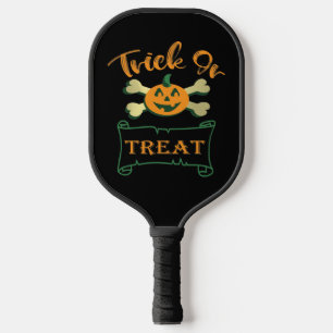 Trick or treat crossbones Halloween pumpkin  Pickleball Paddle