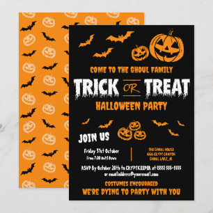 Trick or Treat Customizable Party Invitation A