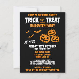 Trick or Treat Customizable Party Invitation B Postcard