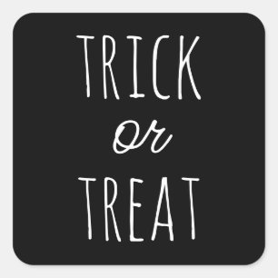 Trick or treat. Cute black and white Halloween Square Sticker