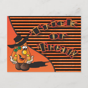 Trick or Treat Cute Cartoon Pumpkin   Halloween Postcard