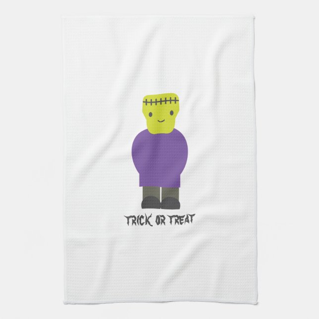 Trick or Treat- Cute Frankenstein Kitchen Towel (Vertical)
