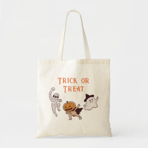 Trick or Treat Cute Ghost, Mummy, Pumpkin Monster Tote Bag