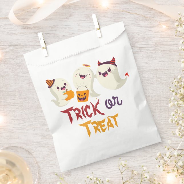 Trick or Treat Cute Ghosts Halloween Birthday Favour Bag (Clipped)