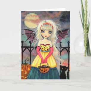 Trick or Treat Cute Gothic Fairy Halloween Art Card