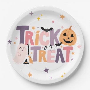 Trick or Treat Cute Halloween Balloon Decor Paper Plate