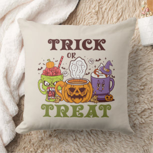 Trick Or Treat – Cute Halloween Coffee Brew Throw Pillow