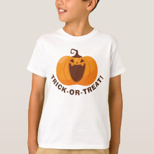 Trick or Treat Cute Halloween Orange Pumpkin Funny T-Shirt