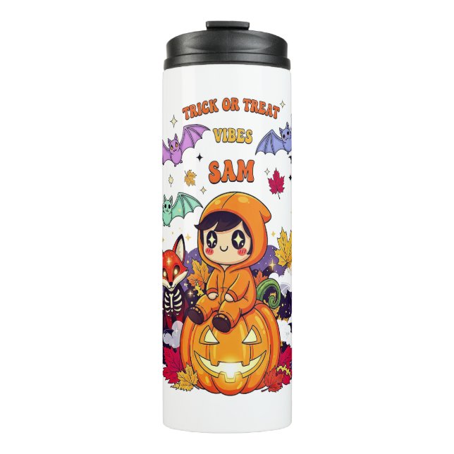 Trick or Treat Cute Halloween Thermal Tumbler (Front)