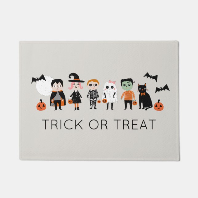 Trick or Treat cute kids in costumes Doormat (Front)