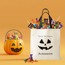 Trick or Treat Cute Pumpkin Face Personalized