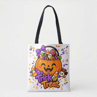 Trick or Treat Cute Pumpkin Halloween Tote Bag