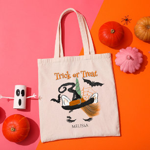 Trick or Treat Cute Unicorn Witch Halloween Tote Bag