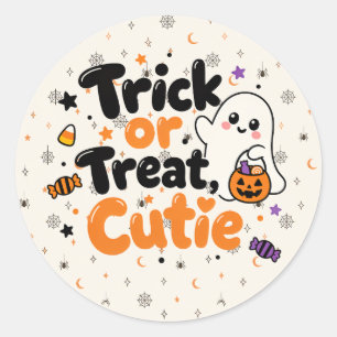 Trick or Treat Cutie Ghost Halloween  Classic Round Sticker