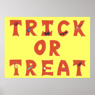 Trick or Treat Decorated Halloween Posters