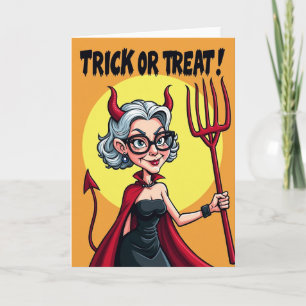 Trick Or Treat Devil Woman Card