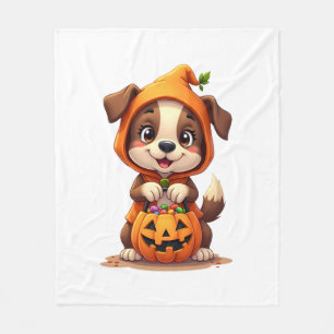Trick or Treat Dog � Cute Halloween Puppy Shirt Fleece Blanket
