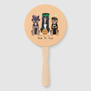 Trick Or Treat Dogs In Halloween Costumes Hand Fan
