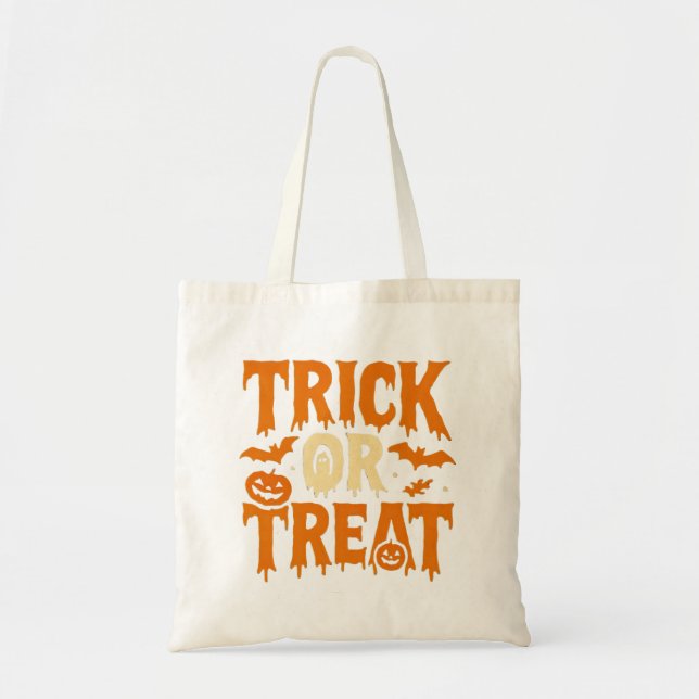 Trick or Treat – Dripping Font with Ghost Tote Bag (Front)
