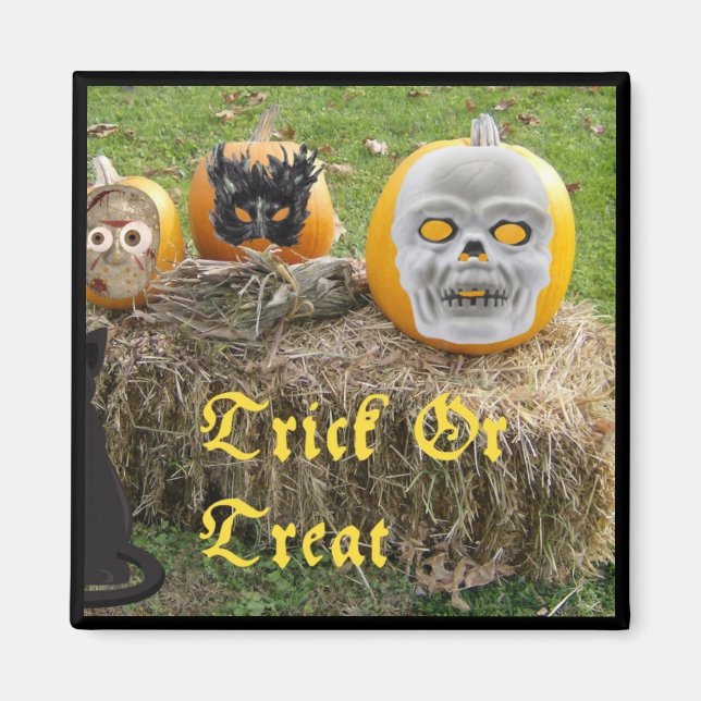 Trick Or Treat Eerie Pumpkins on Haystack Magnet (Front)