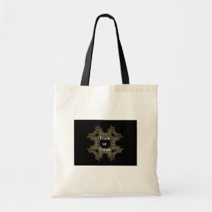 Trick or Treat Fractal Art Cobweb on Black Tote Bag