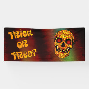 Trick or treat frightening Halloween skull Bandana Banner