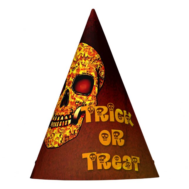 Trick or treat frightening Halloween skull Party Hat (Front)
