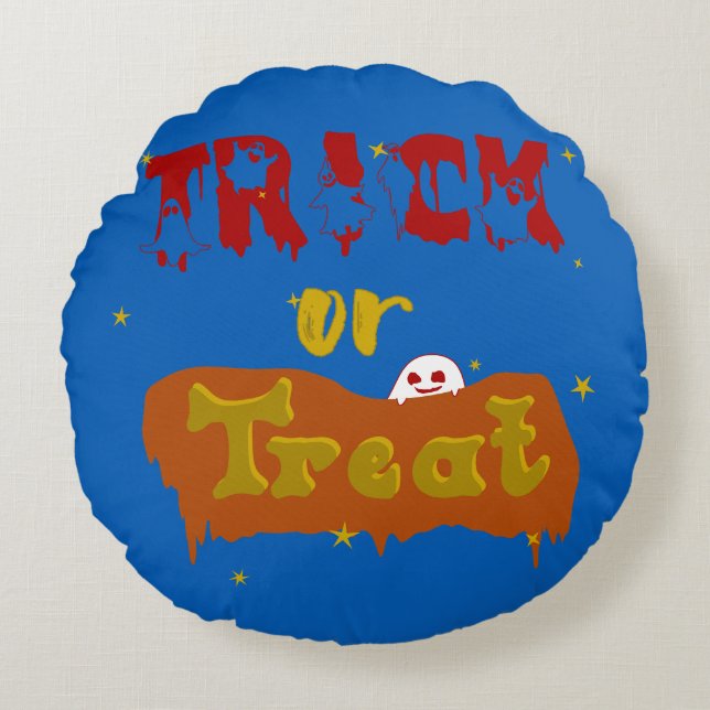 Trick or Treat Funny Boo Halloween Round Pillow (Front)