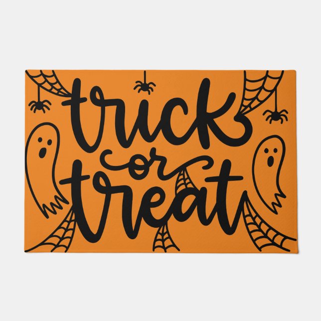 Trick or Treat Ghost and Spiders Doormat (Front)