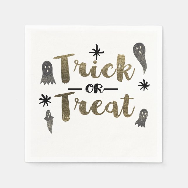 Trick or Treat Ghost Chic Modern Halloween Party Napkin (Front)