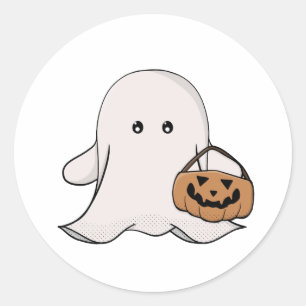 Trick or Treat Ghost Classic Round Sticker