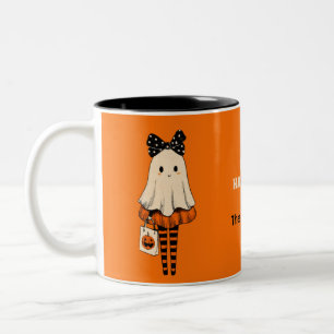 Trick or Treat Ghost Happy Halloween Family Name Two-Tone Coffee Mug