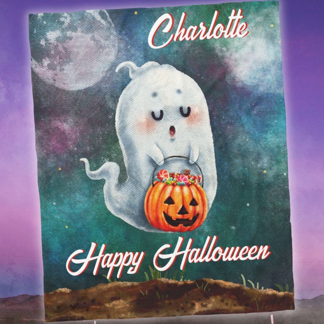 Trick or Treat, Ghosts Are Sweet Happy Halloween Fleece Blanket (Creator Uploaded)