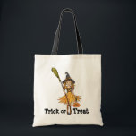 Trick or Treat girls Halloween bag<br><div class="desc">Fun cute girls Halloween party trick or treat bag. Featuring cute girl dressed as a pretty witch with a pumpkin and broomstick. Uniquely designed and illustrated by Sarah Trett.</div>