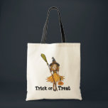 Trick or Treat girls Halloween bag<br><div class="desc">Fun cute girls Halloween party trick or treat bag. Featuring cute girl dressed as a pretty witch with a pumpkin and broomstick. Uniquely designed and illustrated by Sarah Trett.</div>