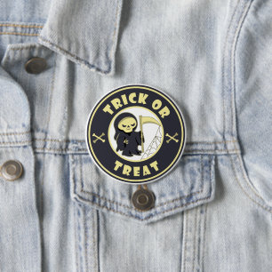 Trick or treat Grim Reaper starbucks Halloween 3 Inch Round Button